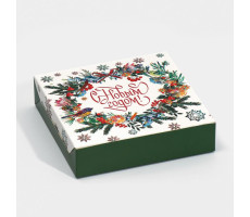 Коробка складная «Новогодняя ботаника», 14х14х3,5см моноблок